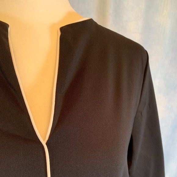 MANGO SUIT BLACK DRESS WITH WHITE ACCENT SIZE 2 - Picture 2 of 7